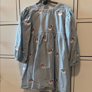 Pink Chicken Santa Embroidered Kids Dress